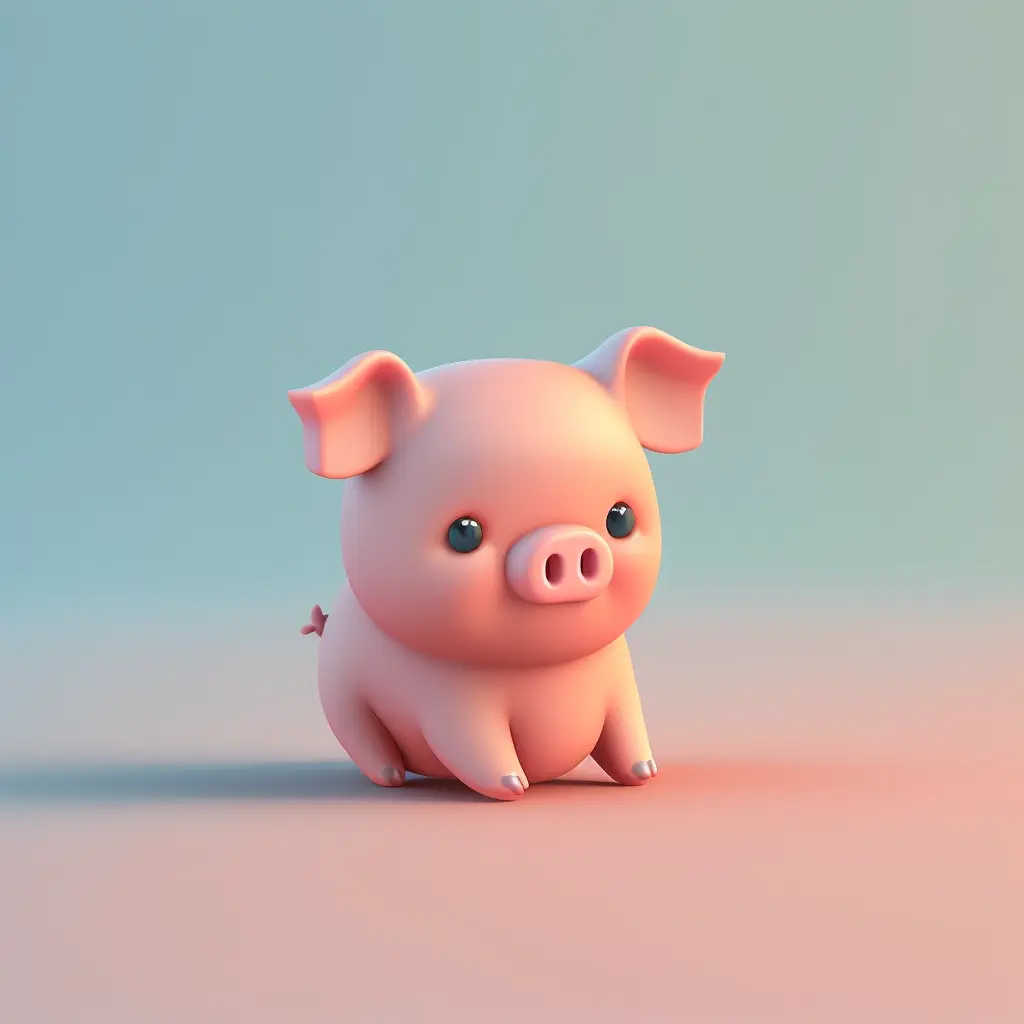 Tiny cute isometric little pig emoji, soft lighting, soft pastel colors, 3d icon clay render, blender 3d, pastel background, physically vased rendering